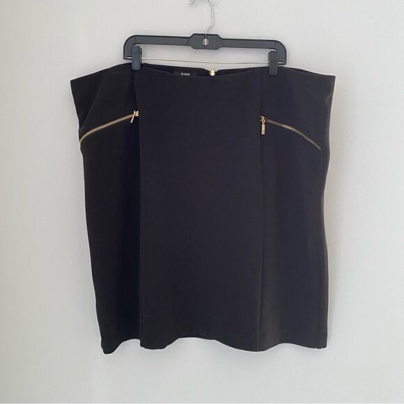 Alfani Plus Size Skirt Black Exposed-Zipper Pencil Ribbed Knit size 24W - Picture 1 of 4